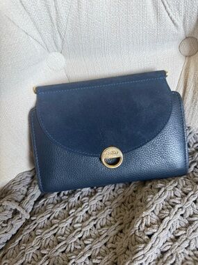 Polene Navy Leather & Suede Wallet